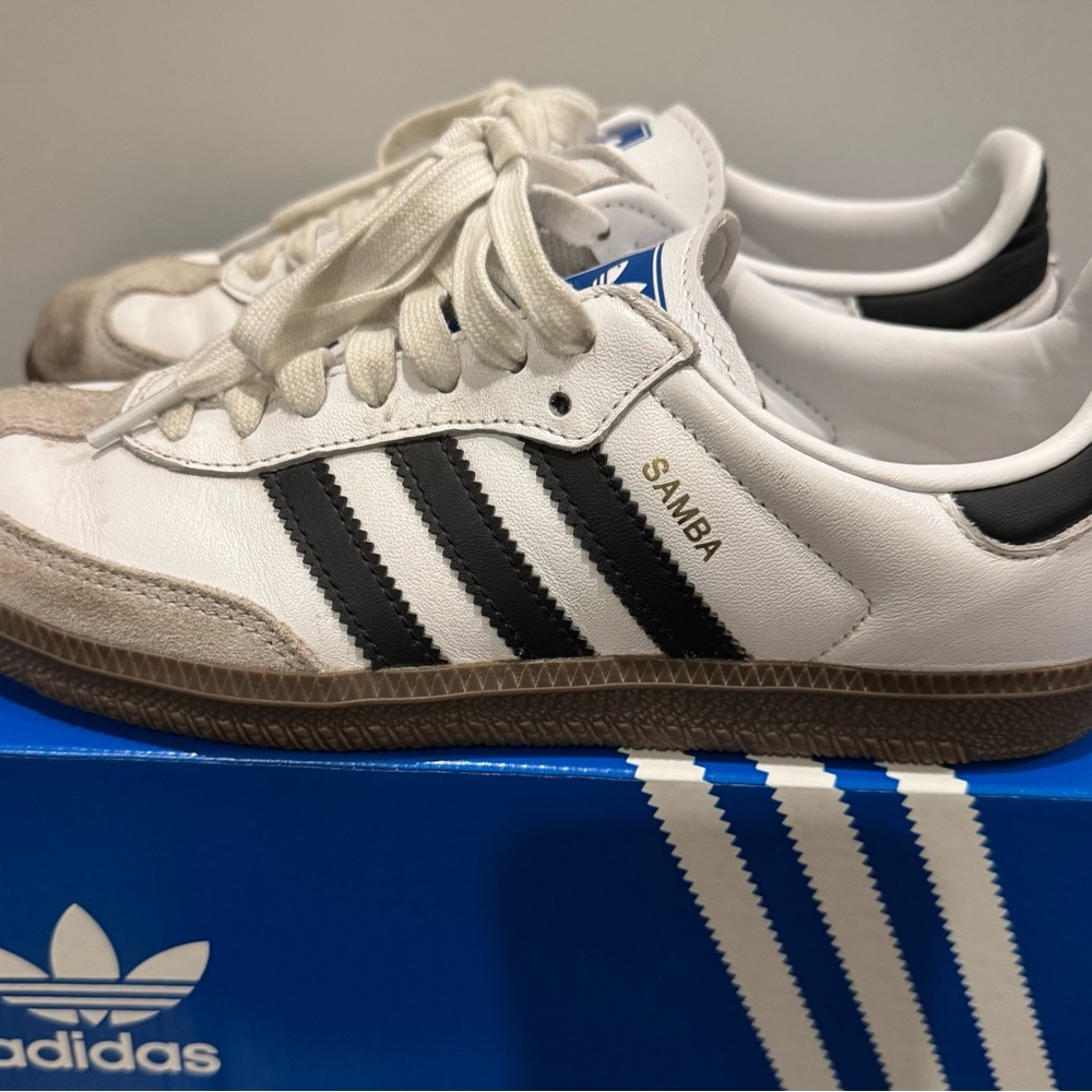 Adidas Samba White and Black Leather Sneakers